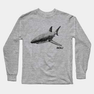 Minimalist black and white shark print Long Sleeve T-Shirt